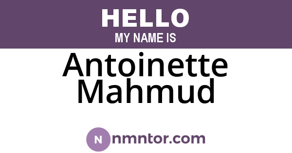 Antoinette Mahmud