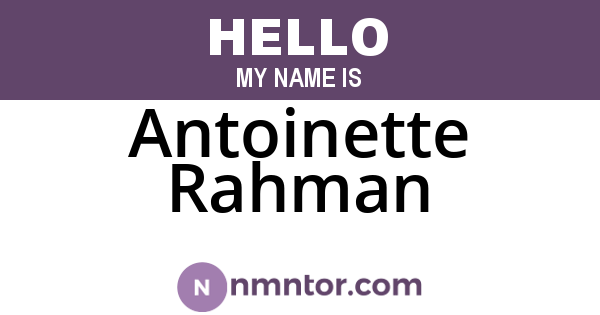 Antoinette Rahman