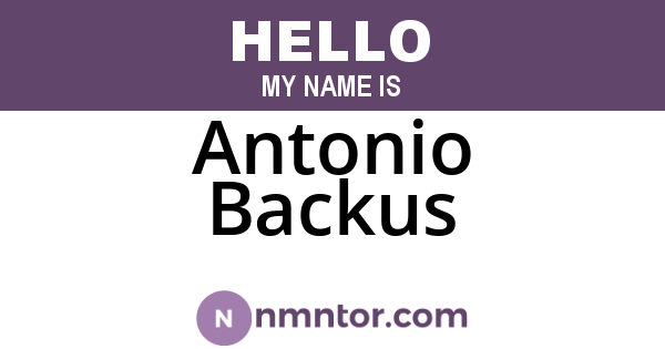 Antonio Backus