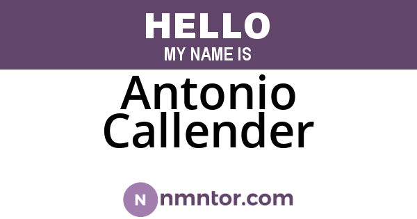 Antonio Callender