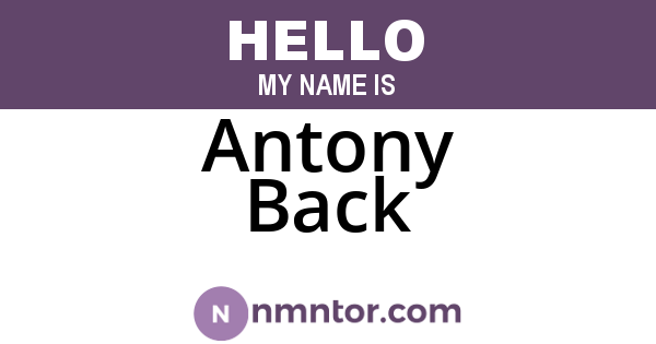 Antony Back