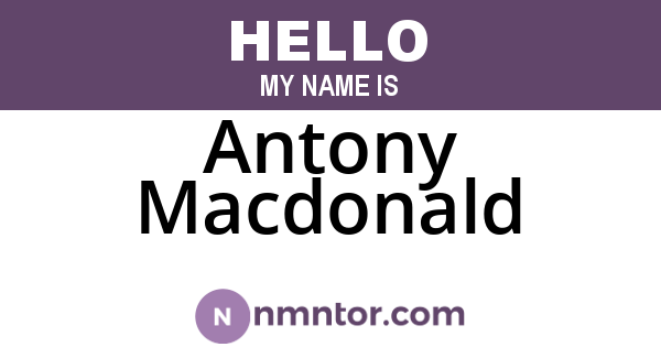Antony Macdonald