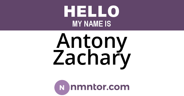 Antony Zachary