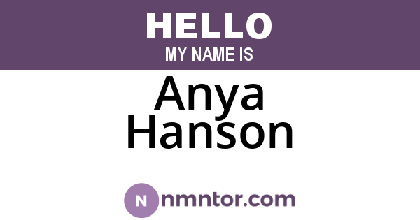 Anya Hanson