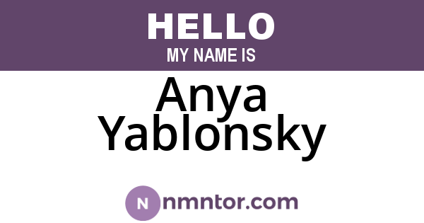Anya Yablonsky