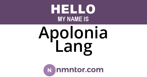 Apolonia Lang