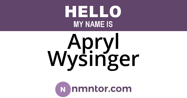 Apryl Wysinger
