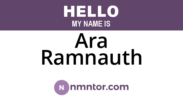 Ara Ramnauth