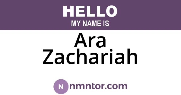 Ara Zachariah