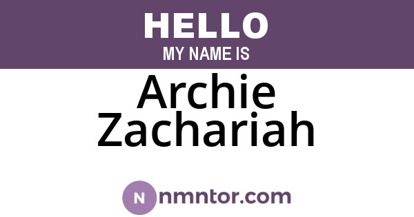 Archie Zachariah
