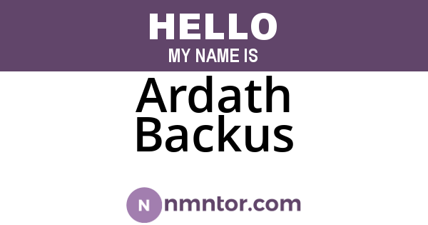 Ardath Backus