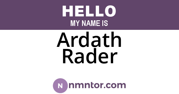 Ardath Rader