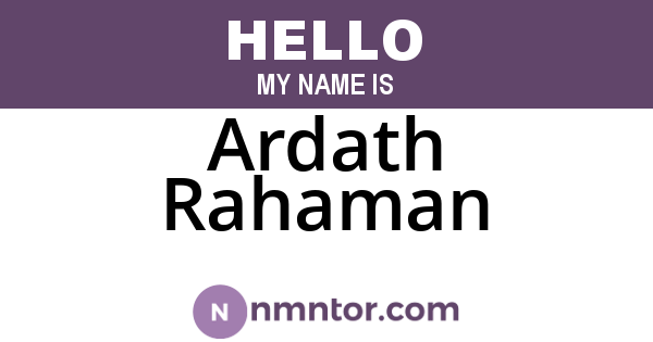 Ardath Rahaman