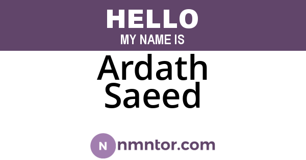 Ardath Saeed