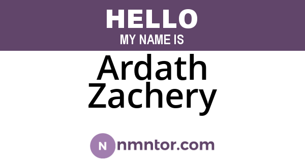 Ardath Zachery