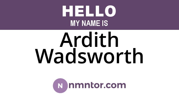 Ardith Wadsworth