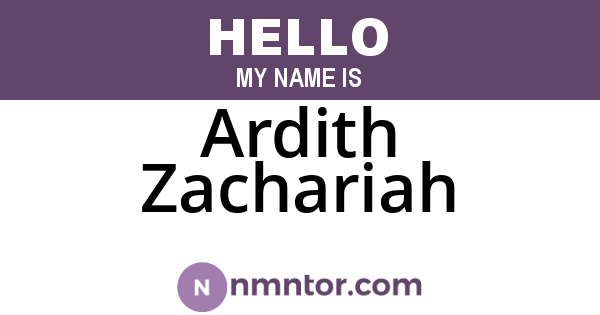 Ardith Zachariah