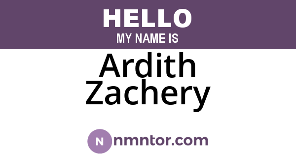 Ardith Zachery