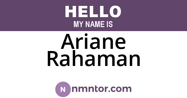 Ariane Rahaman