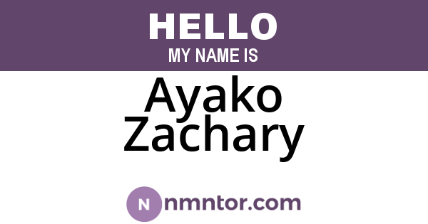 Ayako Zachary