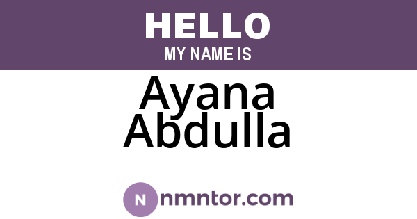 Ayana Abdulla