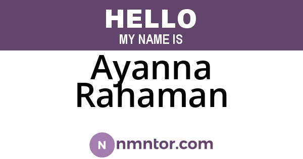 Ayanna Rahaman