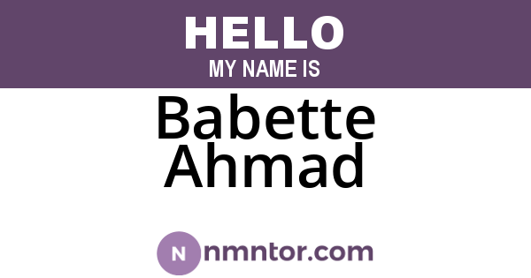 Babette Ahmad