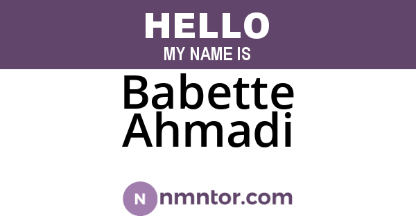 Babette Ahmadi