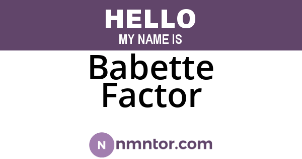Babette Factor