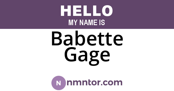 Babette Gage