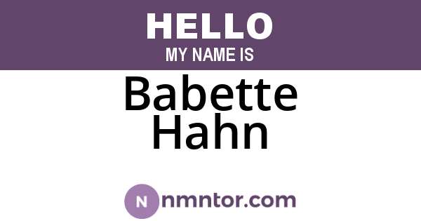 Babette Hahn