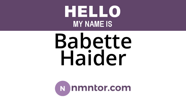 Babette Haider