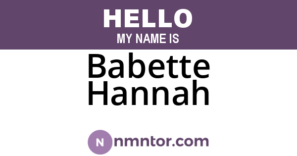 Babette Hannah