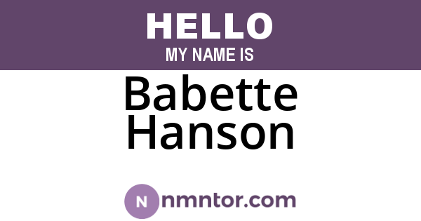 Babette Hanson