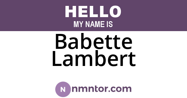 Babette Lambert