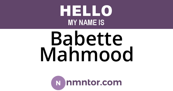 Babette Mahmood