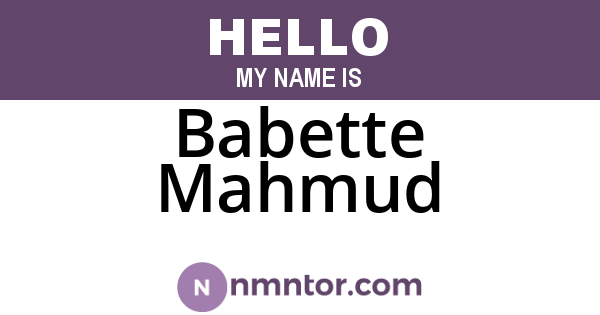 Babette Mahmud