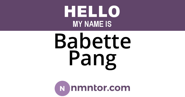 Babette Pang