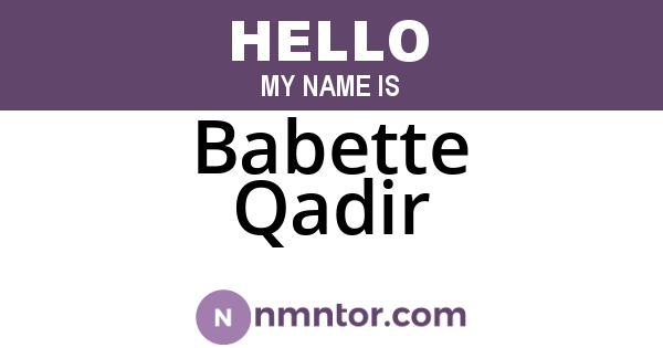 Babette Qadir