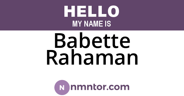 Babette Rahaman