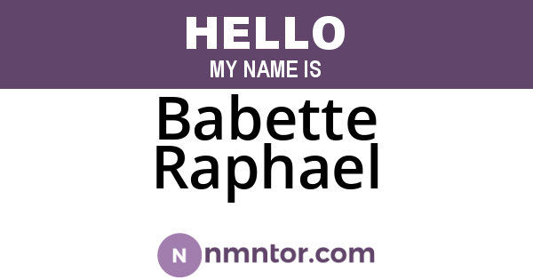 Babette Raphael