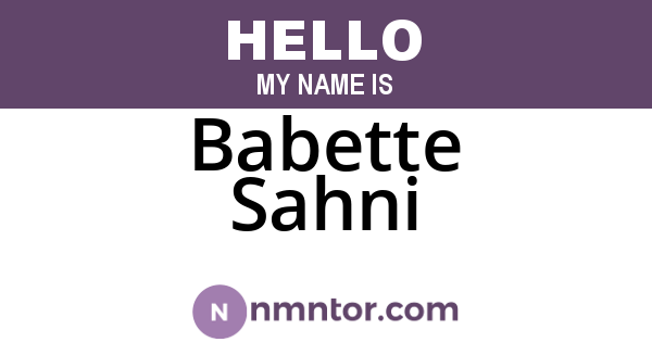 Babette Sahni