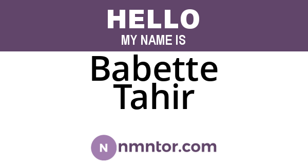 Babette Tahir