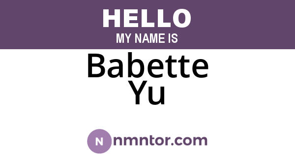 Babette Yu