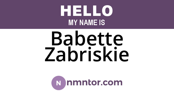 Babette Zabriskie