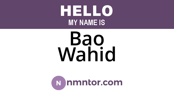 Bao Wahid