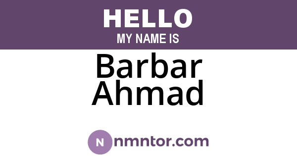 Barbar Ahmad