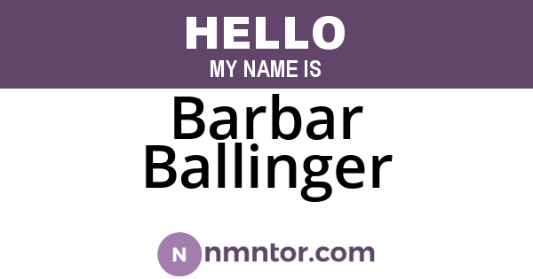 Barbar Ballinger