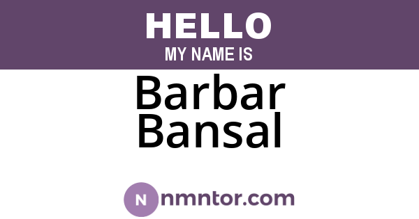 Barbar Bansal