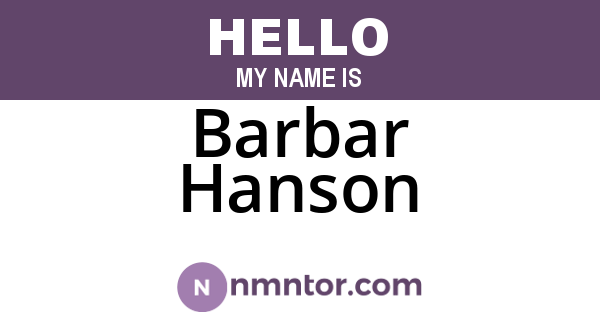 Barbar Hanson